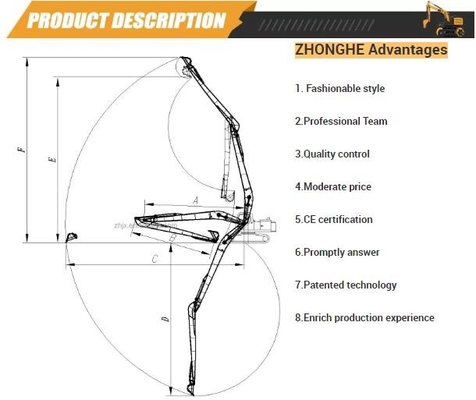 Εκσκαφέας CAT Long Arm 18 22 30 Meters For Zoomlion Hitachi Komatsu CAT