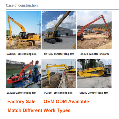 Εκσκαφέας CAT Long Arm 18 22 30 Meters For Zoomlion Hitachi Komatsu CAT