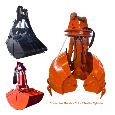 Υψηλής αντοχής χάλυβα Excavator Clamshell Bucket υδραυλικός κύλινδρος ανοίγματος δόντια περιστρέφονται ISO9001 πρότυπο