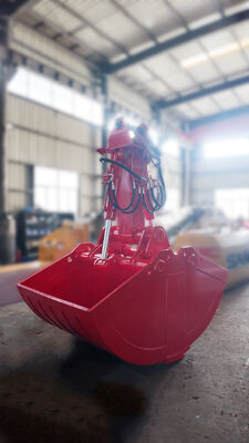 Excavator Hydraulic Clamshell Grab Bucket, Double Cylinder Design Shell Bucket for Dredging, Loading and Earthmoving
