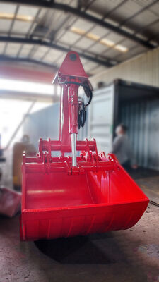 Excavator Hydraulic Clamshell Grab Bucket, Double Cylinder Design Shell Bucket for Dredging, Loading and Earthmoving