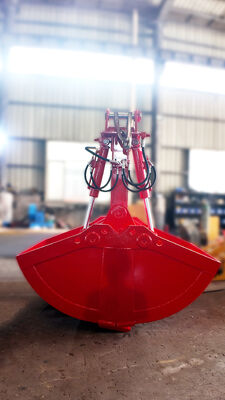 Excavator Hydraulic Clamshell Grab Bucket, Double Cylinder Design Shell Bucket for Dredging, Loading and Earthmoving
